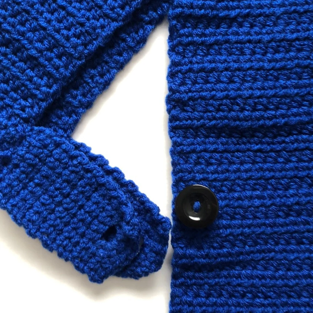 Handmade Crochet Dog sweater & Hat Blue Yellow